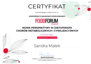 Certyfikat FoodForum 2022